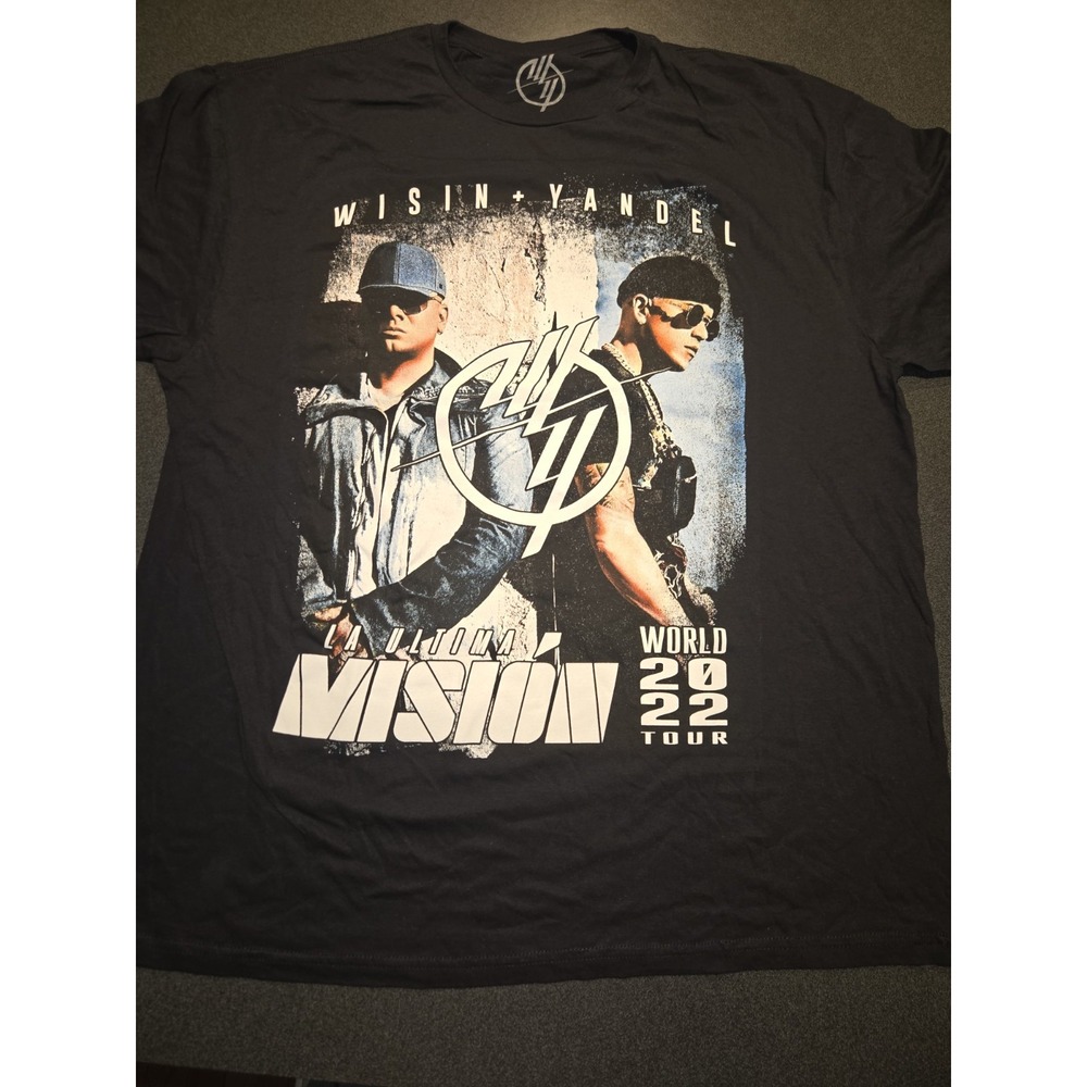 Wisin Yandel La Ultima Mision World Tour 2022 Concert T-Shirt 2XL Black Ceremony